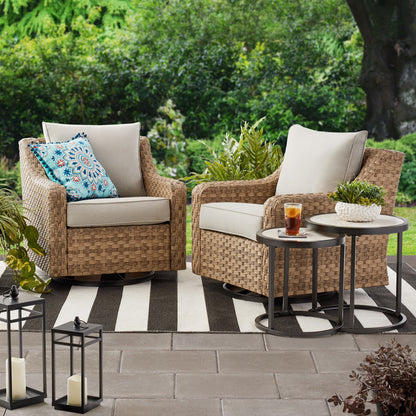 Better Homes & Gardens River Oaks Outdoor Swivel Gliders with Patio Covers, Set of 2, Dark Brown