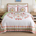 3 Pcs 100% Cotton Sunflower Pattern Patchwork Quilt Bedspread Set|Farmhouse Bedding Set for All Seasons