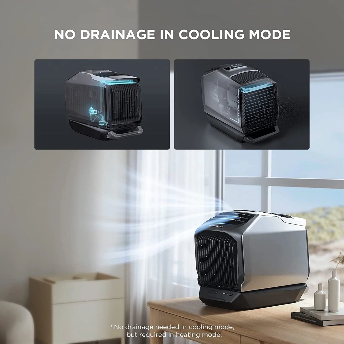 EF EcoFlow WAVE 3 Portable Air Conditioner, 1800W/6100 BTU Cooling and 2000W/6800 BTU Heating, 1000W Fast Charging in 75 mins, 8H Wireless Running, APP Control, for Camping, Vanlife, RVs