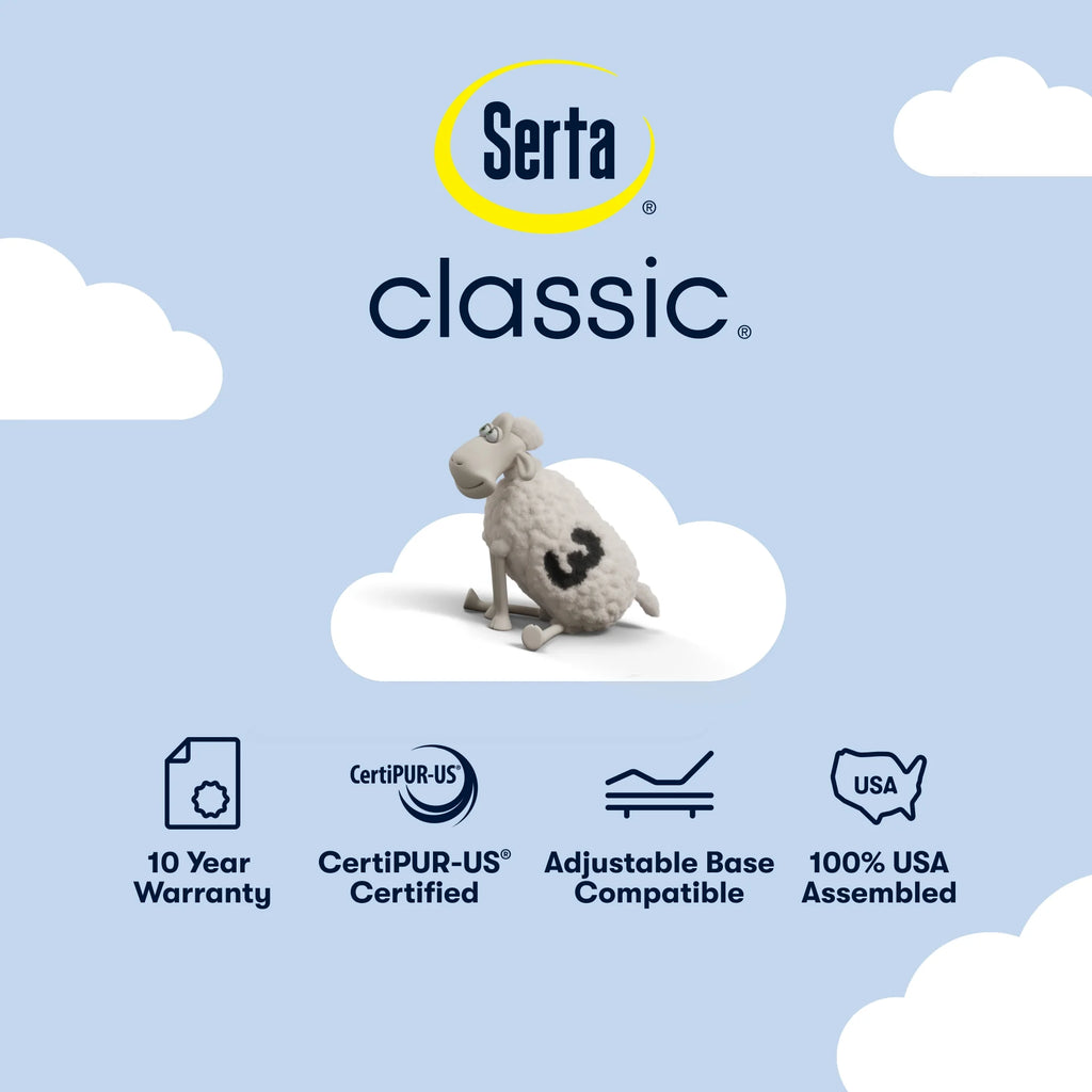 Serta Classic Clarks Hill Ltd 11.5" Medium Tight Top Twin XL Innerspring Adult Mattress Low Profile Set