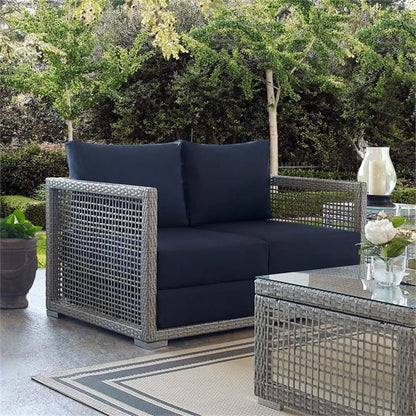 Afuera Living Wicker Patio Loveseat in Gray