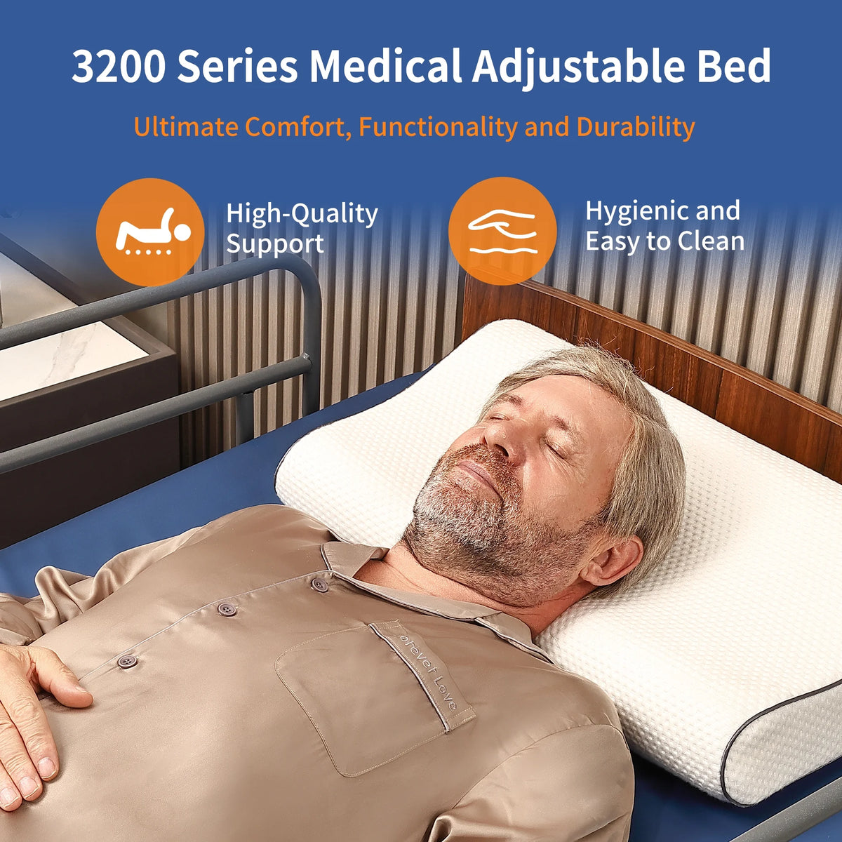 ESHINE Hospital Bed with 6" Waterproof Mattress - Wireless Remote, Headboard, 2.5" Wheels, Head & Foot Incline