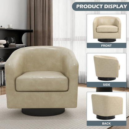 UIXE Swivel Accent Chair, Upholstered Fabric Barrel Chair for Living Room, Small Single Sofa Bedroom Reading Seat, Light Gray