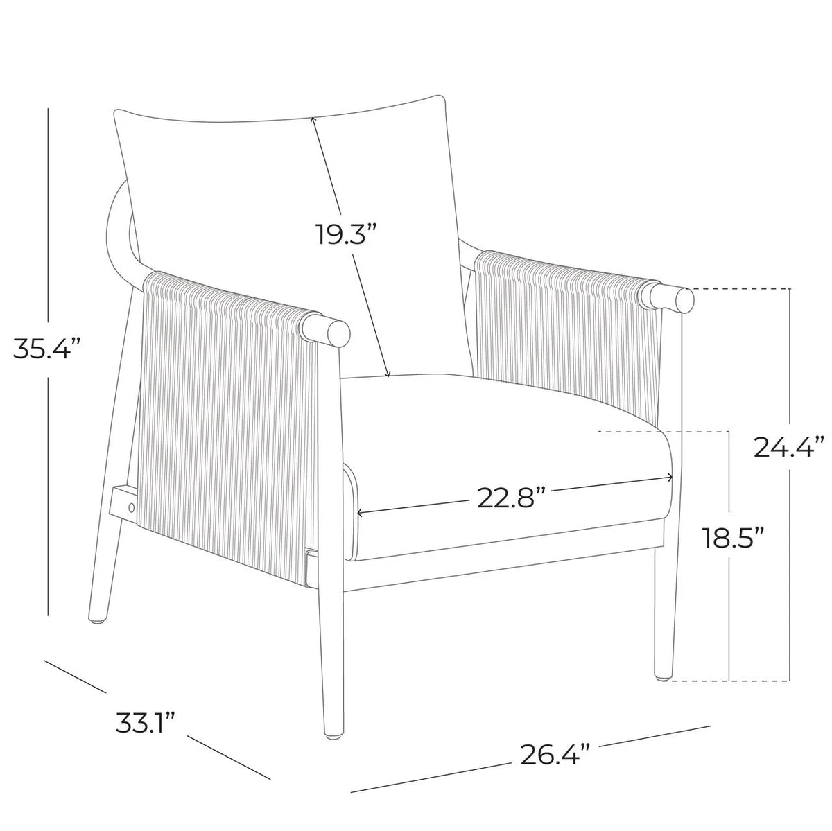CHITA Modern Accent Chair, Braid Armchair Living Room Chair, Cream