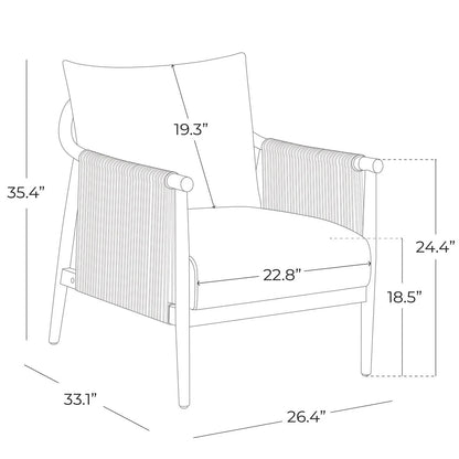 CHITA Modern Accent Chair, Braid Armchair Living Room Chair, Cream