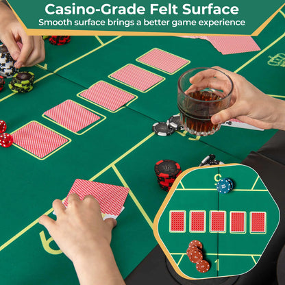 Costway 8 Players Card Board Game Table with 8 Cup Holders Casino-Grade Felt Surface Green