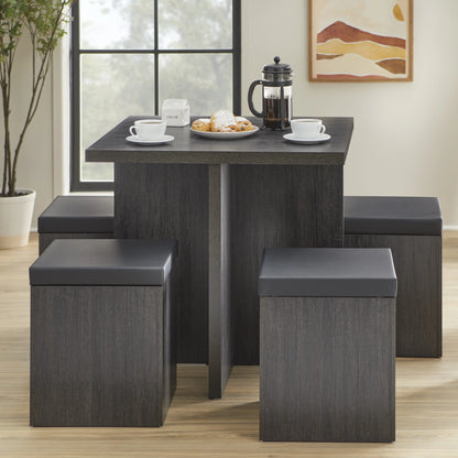 Mainstays 5-Piece Dexter Dining Room/Kitchen Set with Storage Ottoman, Multiple Colors