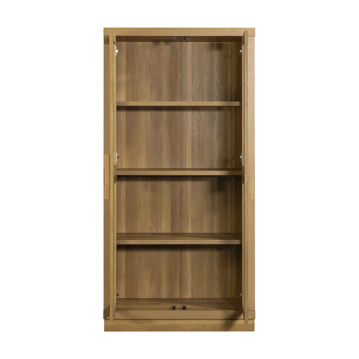 Better Homes & Gardens Ezra Glass Door Storage Accent Cabinet, Warm Walnut finish