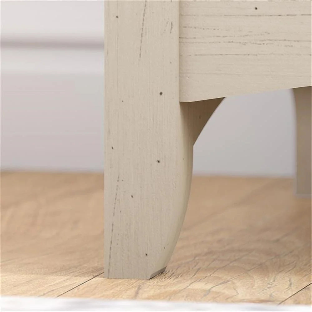 Pemberly Row Hall Tree w/ Shoe Storage Bench in Antique White - Engineered Wood