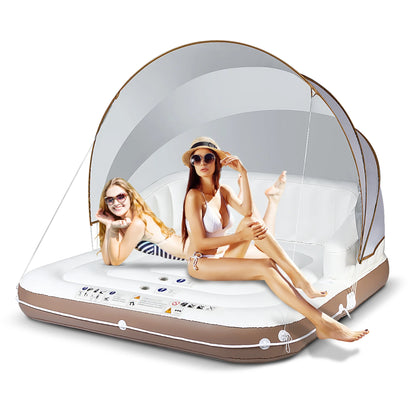 Costway Canopy Inflatable Pool Float Lounge Swimming Raft