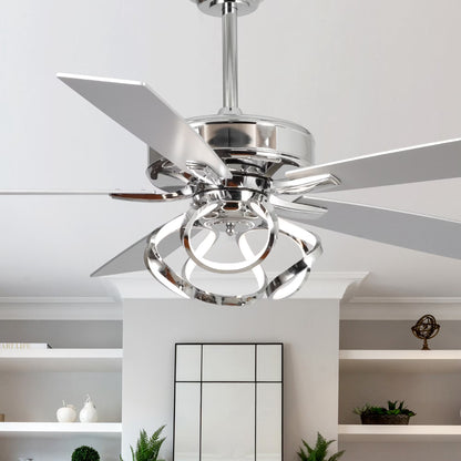 Parrot Uncle 52-Inch Contemporary Chrome Ceiling Fan with Integrated LED Lights and Remote Control