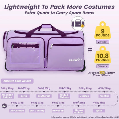 Fegat Dance Bag with Garment Rack - 28"Collapsible Rolling Competition Dance Duffle Bag Lightweight Costume Wheeled Suitcase for Dancers Shows Livestreamer Athletes