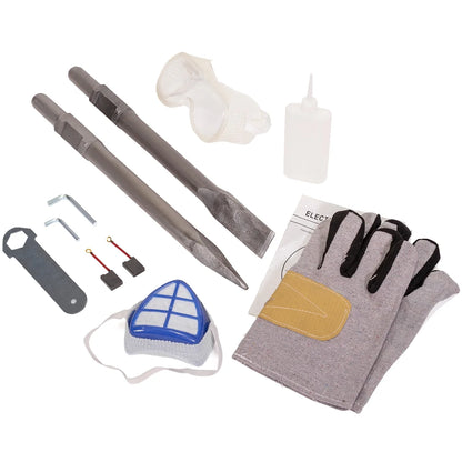 XtremepowerUS Demolition Jack Hammer Heavy Duty, 3600W Electric Jackhammer 1900BPM Power Drill Concrete Breaker Bar Point & Chisel Bits Chisel Set