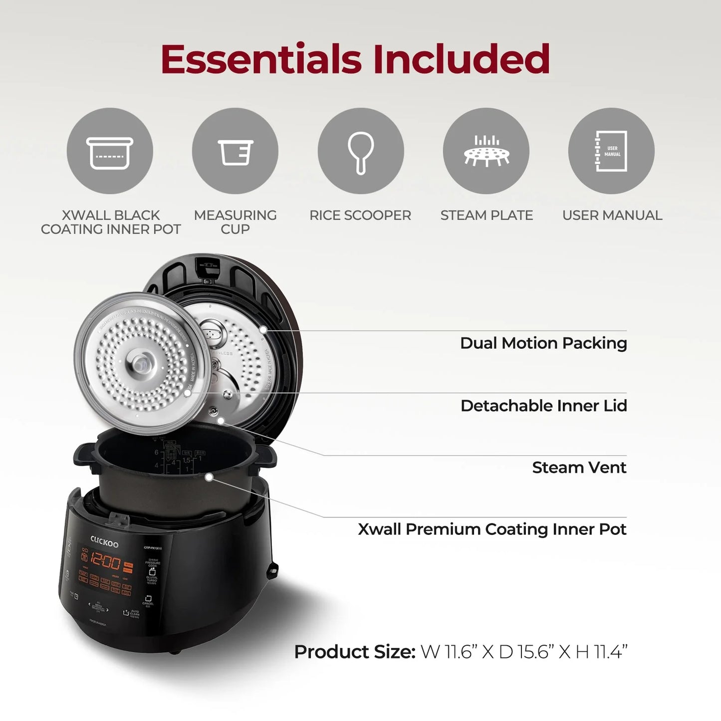 CUCKOO CRP-PK1001S 10-Cup (Uncooked) / 20-Cup (Cooked) Heating Pressure Rice Cooker & Warmer (Black)