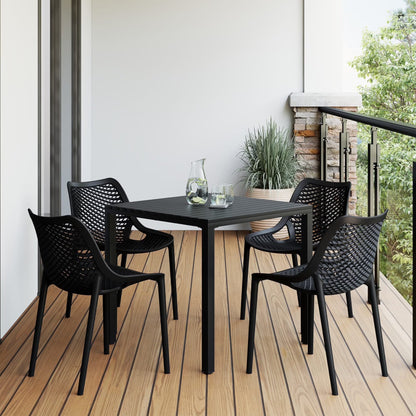 WestinTrends Playa 5-Piece Outdoor Patio Metal Frame Dining Table Set with Stackable Patio Dining Chairs, Olive Green
