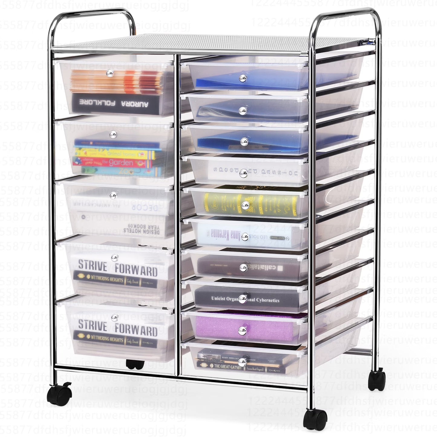 Costway 15 Drawer Rolling Storage Cart Tools Scrapbook Paper Office School Organizer White