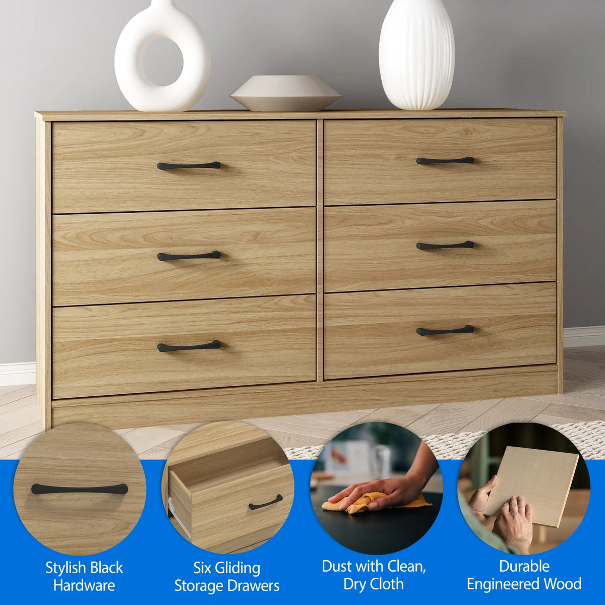 Mainstays Ardent 6 Drawer Dresser, White