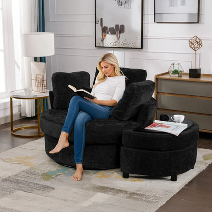 Muumblus Teddy Swivel Accent Barrel Chair, Modern Oversize Sherpa Comfy Round Reading Armchair for Living Room, Ivory