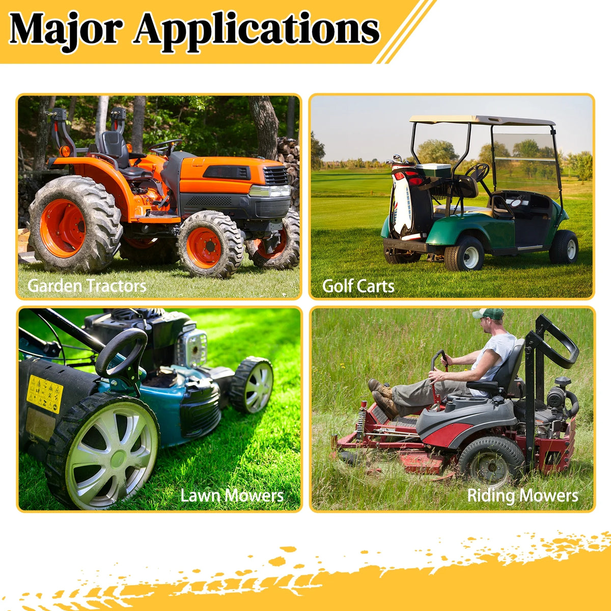 Ktaxon 2 Pack 24x12.00-12 Lawn Mower Turf Tires, Garden Mower Tractor Cart Tires, 6PR Golf Cart Tires, Tubeless