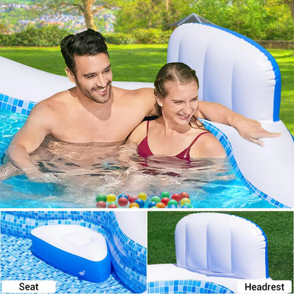 Large Inflatable Swimming Pool for Kids Adults, 121" X 90" X 22" Oversized Thickened Kiddie Pools Family Blow-Up Pool with Pump Seat, Inflatable Pools for Garden, Backyard, Indoor Outdoor Water Party