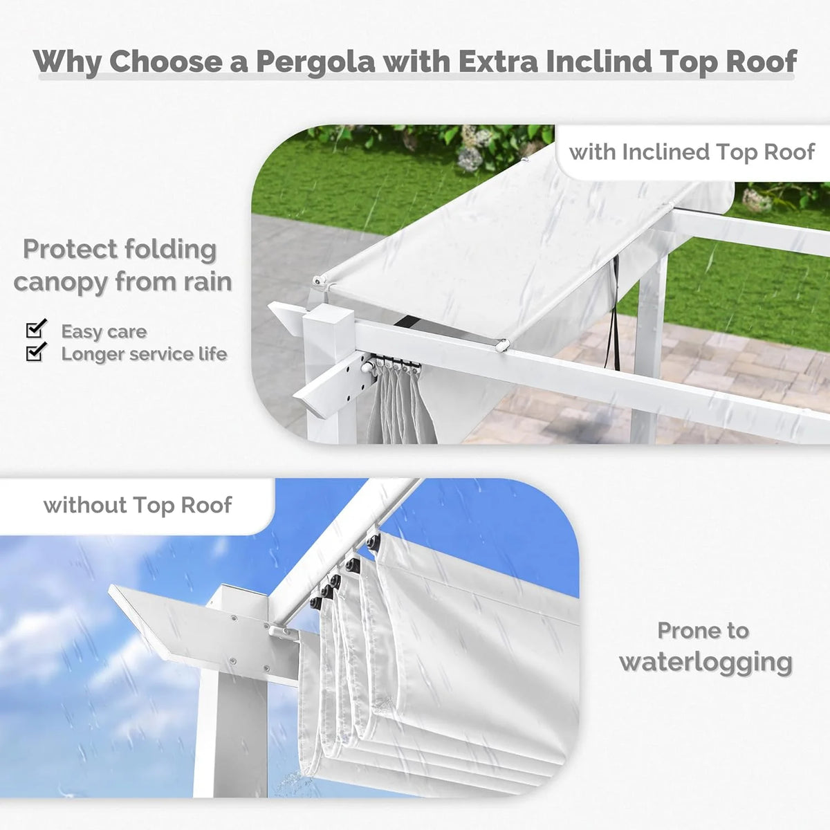 PURPLE LEAF Outdoor Retractable Pergola with Sun Shade Canopy 10' x 13' Patio Aluminum Pergola Shelter for Backyard Deck Garden Modern Metal Grape Trellis Pergola, Beige
