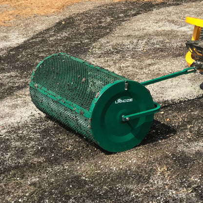 Landzie Compost Spreader 24 Inch Walk-Behind Lawn & Garden Spreader with Metal Mesh Basket