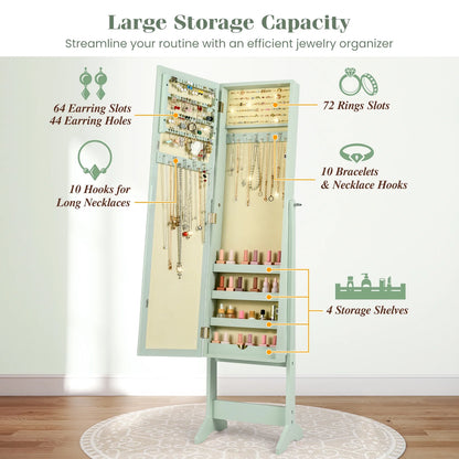 Costway Jewelry Mirrored Cabinet Armoire Organizer Storage Box w/ Stand Christmas Gift