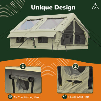 Richryce 13X10 FT Inflatable Tents for Camping, 8 People Easy to Build Oxford Cloth Large Sunroof and Good Ventilation,Green