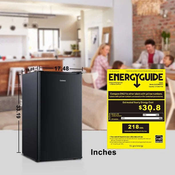 (3 pack) Galanz 3.3 Cu ft One Door Mini Fridge, Black Estar, New