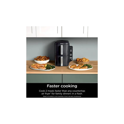 Ninja DoubleStack XL 2-Basket Air Fryer, DoubleStack Technology Cooks 4 Foods at Once, Space Saving Design, 10 QT, 4-in-1, Smart Finish & Match Cook, SL400