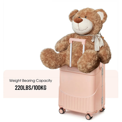 Fridtrip 20 Inch Carry On TSA Lock Luggage with for Kids& Adult,Lockable Spinner Wheels Free Luggage Cover and Safety Seatbelt Travel Suitcase