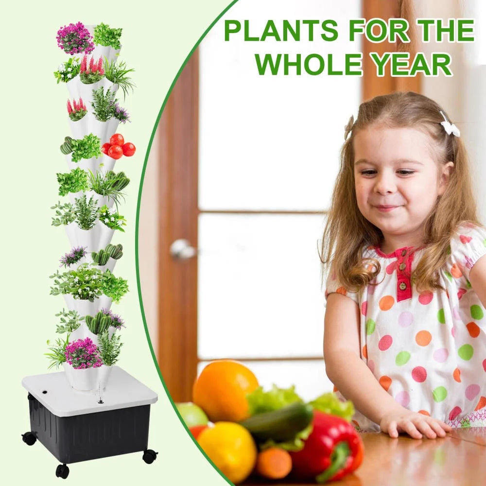 Hydroponic Growing System Tower | Vertical Vegetable Planting Towers | 10-Layer 50 Slots, Hydroponic Growing Kit forHydroponics Towers Garden,Suitable for Balconies, Courtyards, Roofs