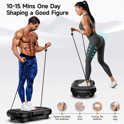 LNOW Full Body Vibration Plate Exercise Machine for Lymphatic Drainage, Muscle Toner with Bluetooth & Massage Pedals, Workout Vibration Platform for Home Fitness 400lbs