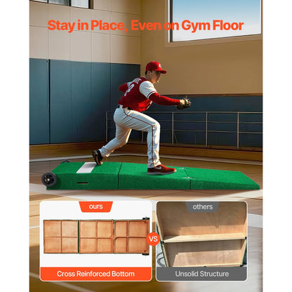 KFFKFF Portable Pitching Hill, Baseball Training Gear, 90 in Indoor/Outdoor Practice Equipment, Softball Assistance Tools with Durable Turf, Pitching Plate, Transport Handles