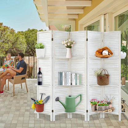 6-Panel Room Divider with Shelves5.6ft Tall Folding Privacy Screen Panels, Room Divider Wall, Divider for Room Separation, Room Divider ShelvesEffectively Block SightNatural