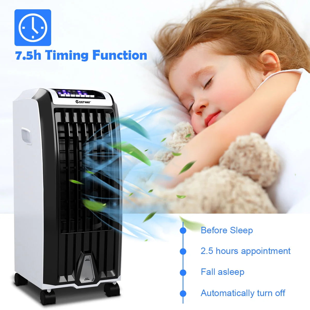 Costway Evaporative Portable  Cooler Fan Anion Humidify W/ Remote Control