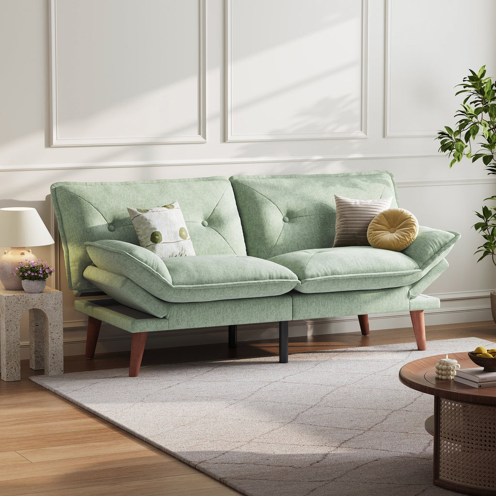 Linsy Home 70" W Chenille Convertible Futon Sofa Bed with Adjustable Armrests, Green