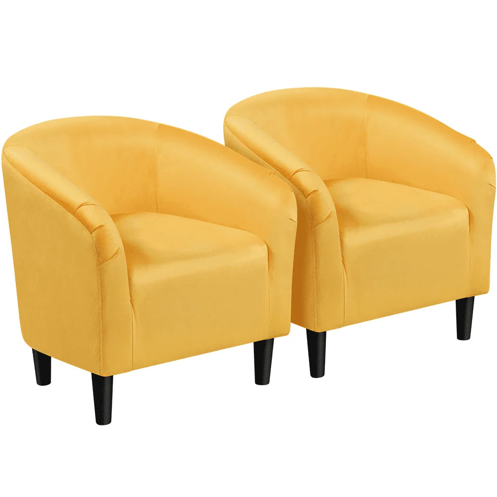 Easyfashion Tub Chair, Set of 2, Yellow Velvet