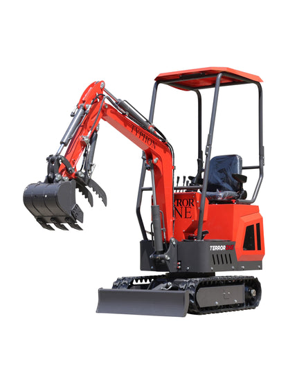 TYPHON TERROR ONE STORM 1-Ton Mini Excavator with Canopy, Hydraulic Thumb, and 13.5hp Engine