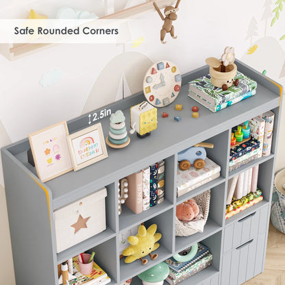 Homfa Kids Toy Storage Organizer with Cubby, Kids Toy Storage Chest with Removable Drawers, Kids Bookcase for Playroom Bedroom Living Room, Pink