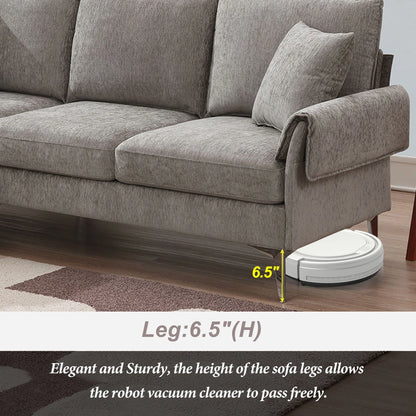 Churanty L Shaped Sofa for Small Spaces Convertible Sectional Sofa with Reversible Chaise Lounge,Grey