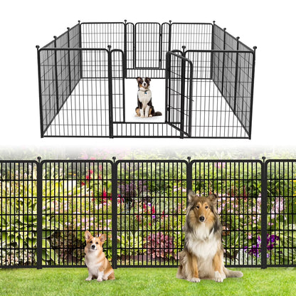 Txh001 Metal Garden Fence 28ft(L)��40in(H) Animal Barrier Metal Decorative Garden Fencing with Gate