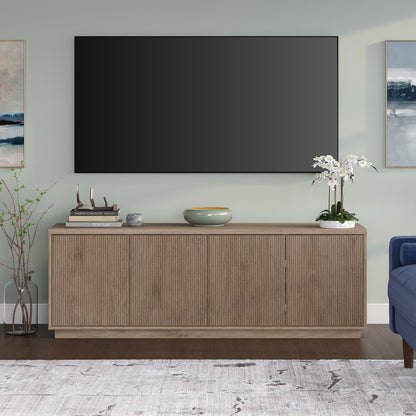 Evelyn&Zoe Hanson Rectangular TV Stand for TV's up to 75", Black Grain