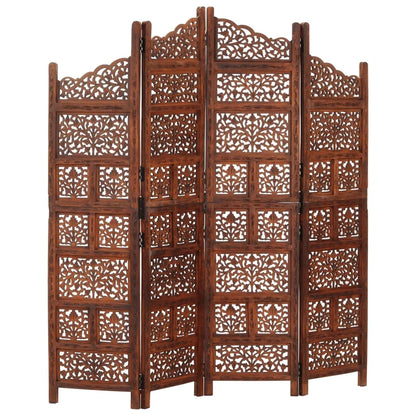 vidaXL Room Divider 4 Panel Folding Privacy Screen for Office Solid Wood Mango