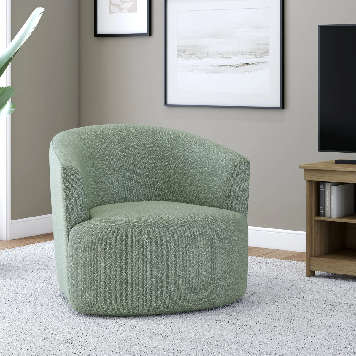 Mainstays Boucle Swivel Accent Chair, Taupe