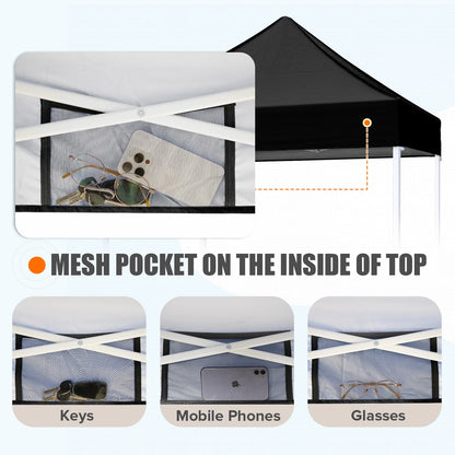 EAGLE PEAK 5x5 Pop Up Canopy Tent Instant Outdoor Canopy Easy Set-up Straight Leg Folding Shelter（Blue）