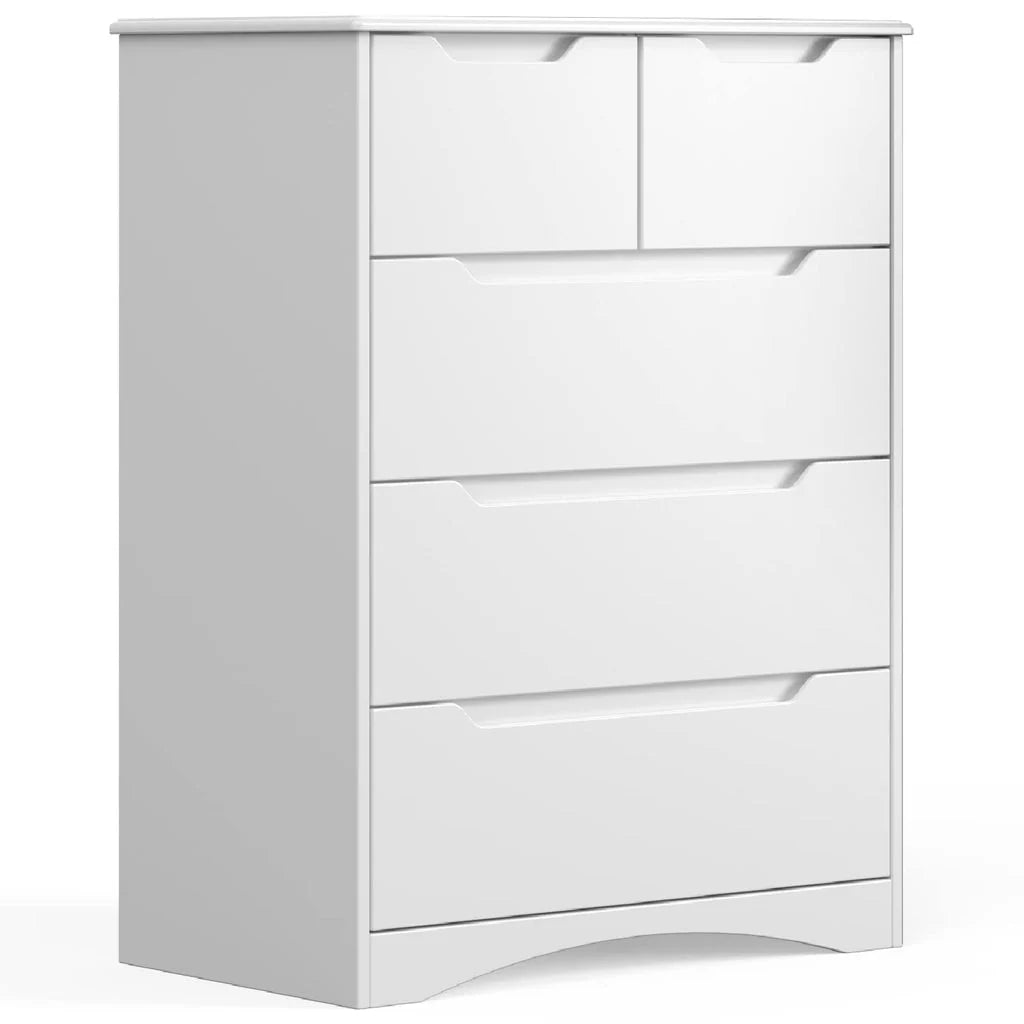 Aiho 5 Drawer Dresser for Bedroom, Office, Living Room - White