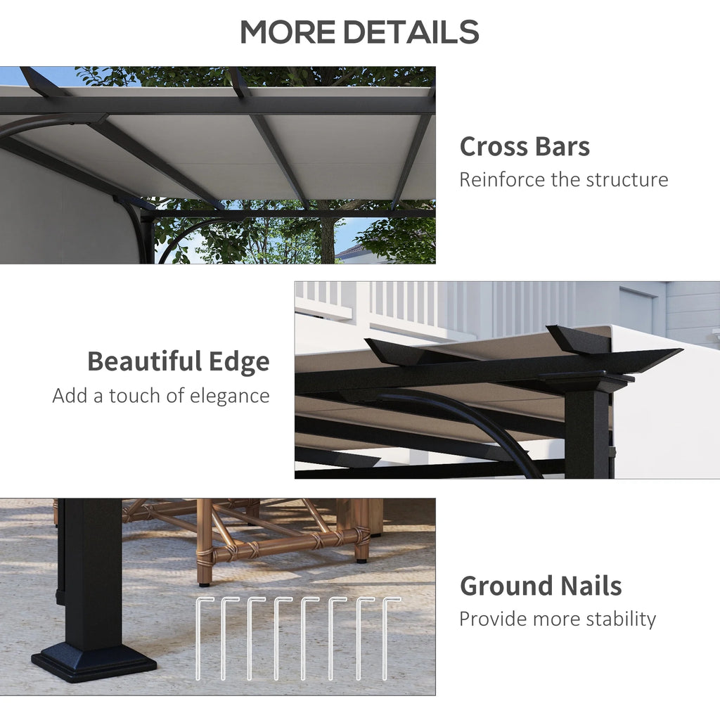 Outsunny 10' x 10' Steel Patio Pergola with Canopy Beige