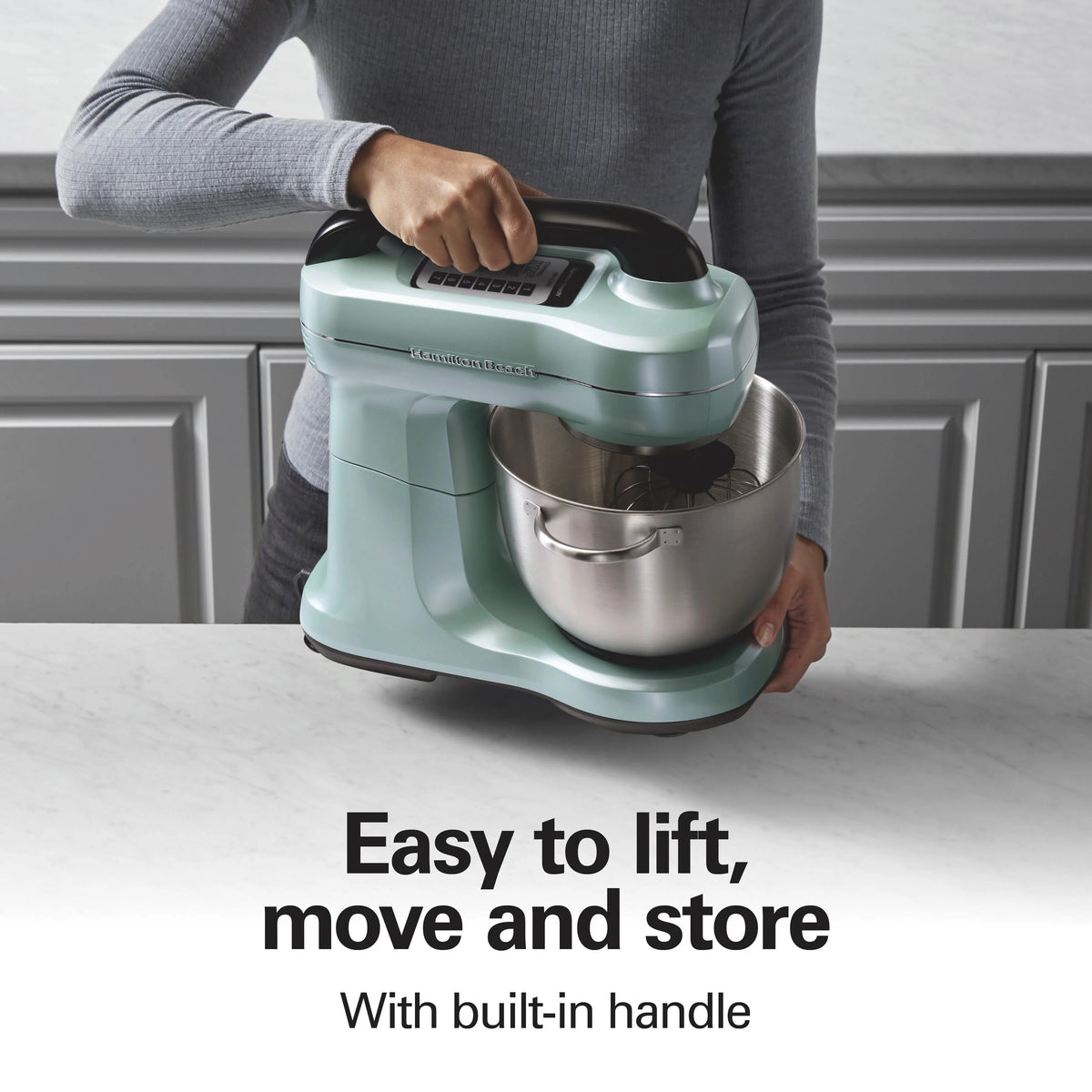 Hamilton Beach 4 Quart Stand Mixer for Kitchen, 7 Speeds, Tilt-Head, Dough Hook, Whisk & Flat Beater, Black