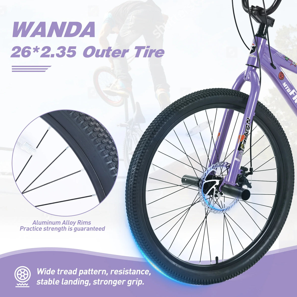 Aukfa 26" Freestyle BMX Bikes,Kids Mountain Bike for Boys Girls,Shimano 7 Speed,Double Disc Brakes,Blue
